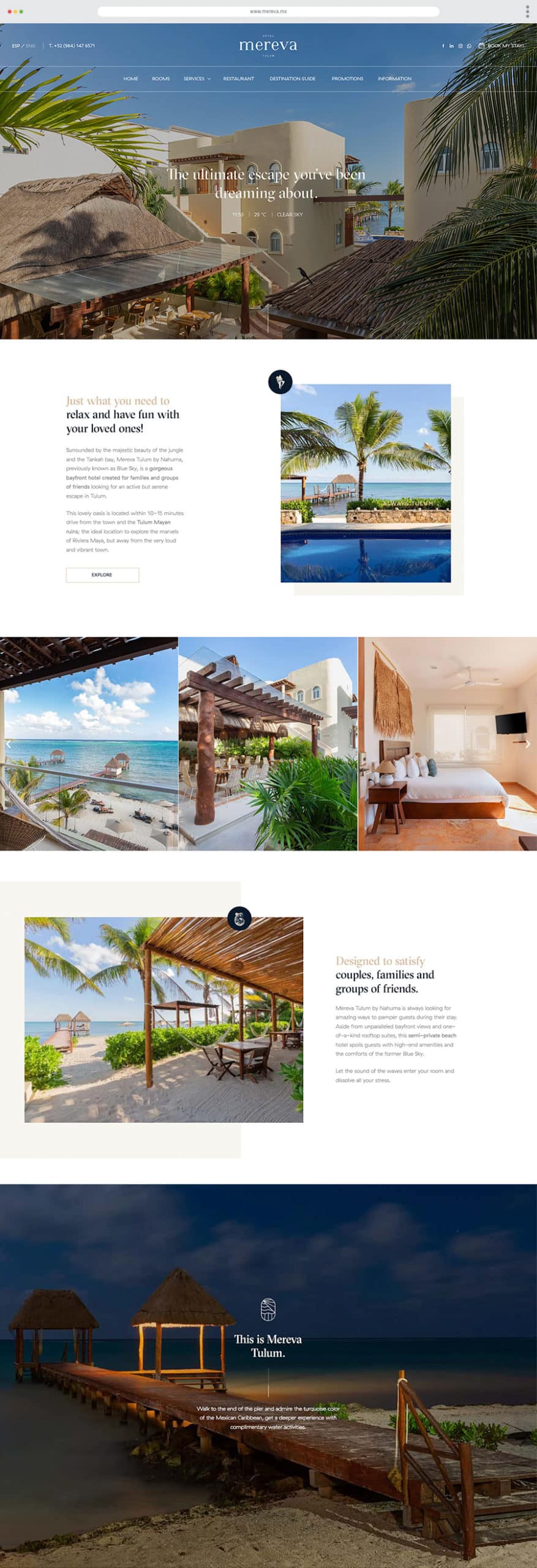 Diseño Web Hotel Mereva Tulum